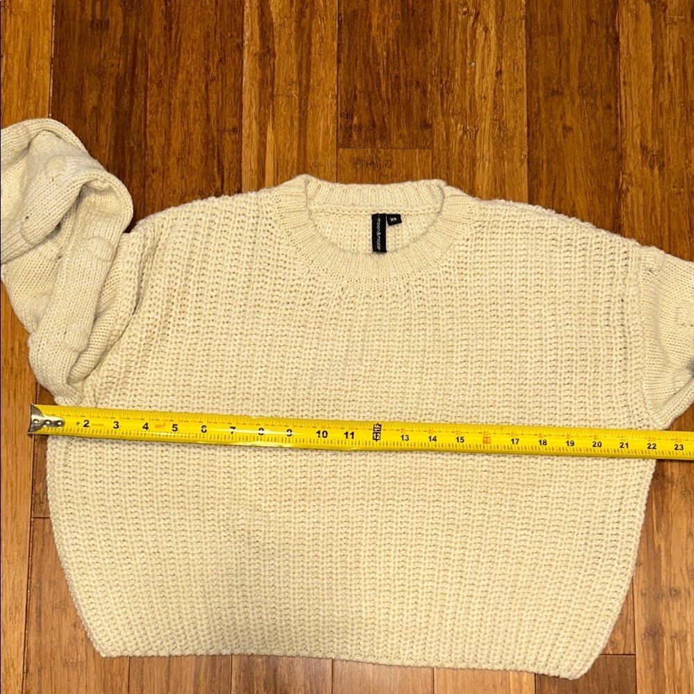 moon & madison Cropped Cream Textured Knit Sweater - Picture 7 of 8